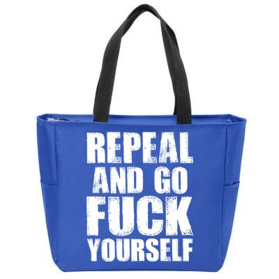 Distressed - Repeal And Go F Yourself Bold Text Zip Tote Bag