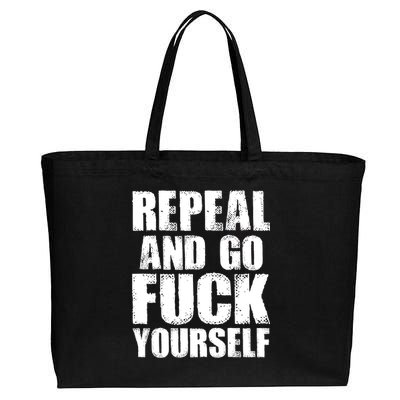 Distressed - Repeal And Go F Yourself Bold Text Cotton Canvas Jumbo Tote