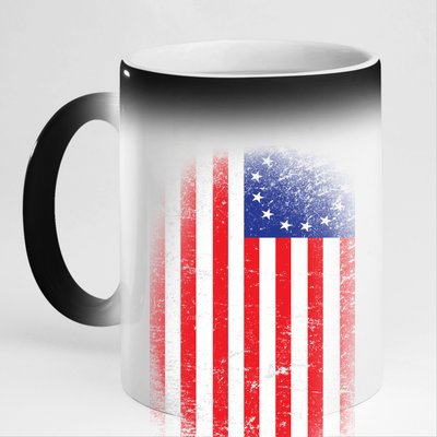 Distressed 13 Colonies Betsy Ross First American Flag 11oz Black Color Changing Mug