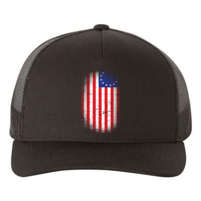 Distressed 13 Colonies Betsy Ross First American Flag Yupoong Adult 5-Panel Trucker Hat