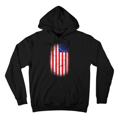 Distressed 13 Colonies Betsy Ross First American Flag Hoodie