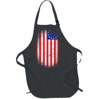 Distressed 13 Colonies Betsy Ross First American Flag Full-Length Apron With Pockets