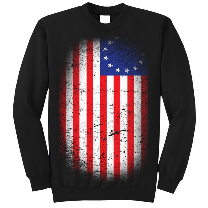 Distressed 13 Colonies Betsy Ross First American Flag Sweatshirt