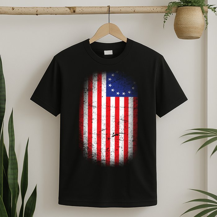 Distressed 13 Colonies Betsy Ross First American Flag T-Shirt