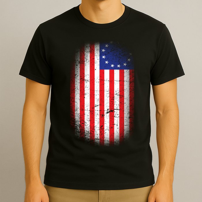 Distressed 13 Colonies Betsy Ross First American Flag T-Shirt