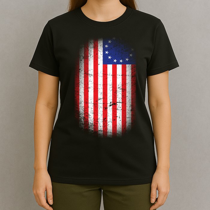 Distressed 13 Colonies Betsy Ross First American Flag T-Shirt
