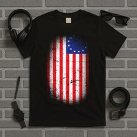 Distressed 13 Colonies Betsy Ross First American Flag T-Shirt