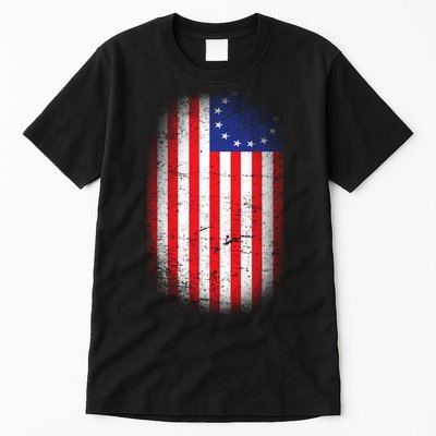 Distressed 13 Colonies Betsy Ross First American Flag Tall T-Shirt