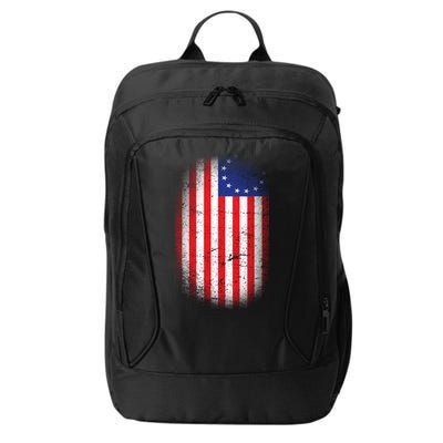 Distressed 13 Colonies Betsy Ross First American Flag City Backpack