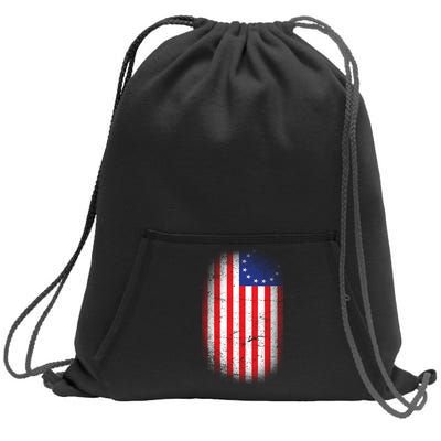 Distressed 13 Colonies Betsy Ross First American Flag Sweatshirt Cinch Pack Bag