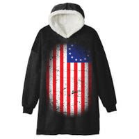 Distressed 13 Colonies Betsy Ross First American Flag Hooded Wearable Blanket