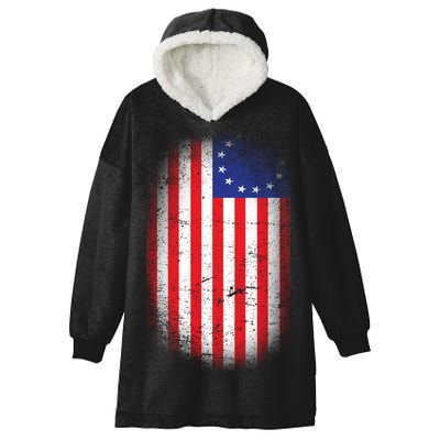 Distressed 13 Colonies Betsy Ross First American Flag Hooded Wearable Blanket