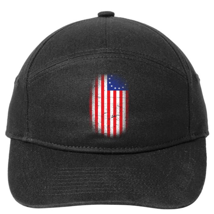 Distressed 13 Colonies Betsy Ross First American Flag 7-Panel Snapback Hat