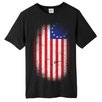 Distressed 13 Colonies Betsy Ross First American Flag Tall Fusion ChromaSoft Performance T-Shirt