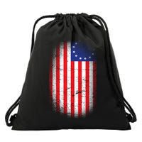 Distressed 13 Colonies Betsy Ross First American Flag Drawstring Bag