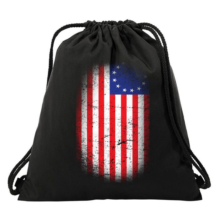 Distressed 13 Colonies Betsy Ross First American Flag Drawstring Bag