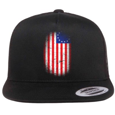 Distressed 13 Colonies Betsy Ross First American Flag Flat Bill Trucker Hat