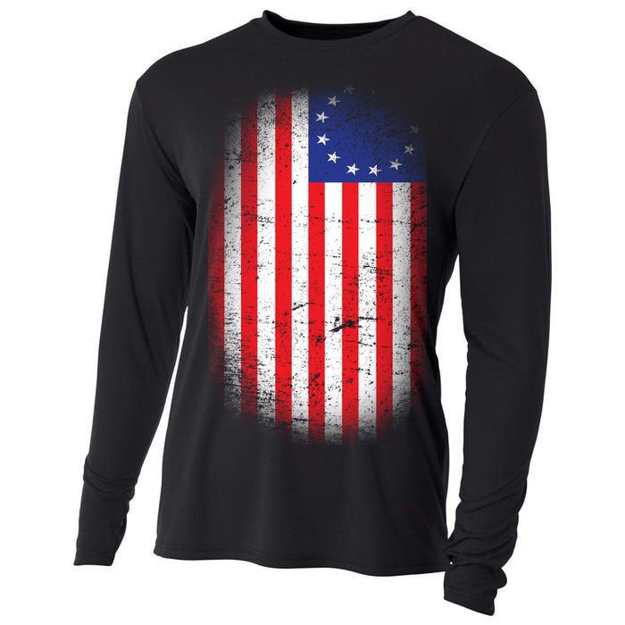 Distressed 13 Colonies Betsy Ross First American Flag Cooling Performance Long Sleeve Crew