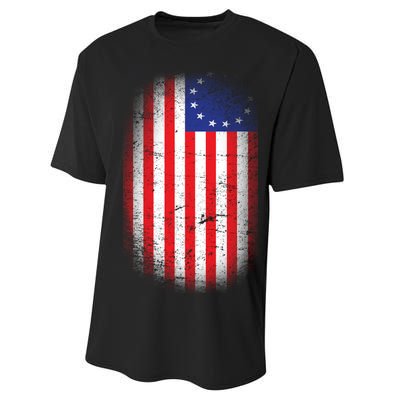 Distressed 13 Colonies Betsy Ross First American Flag Performance Sprint T-Shirt