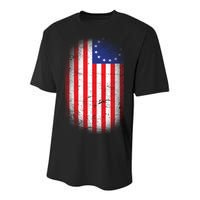 Distressed 13 Colonies Betsy Ross First American Flag Youth Performance Sprint T-Shirt