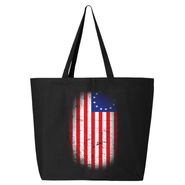 Distressed 13 Colonies Betsy Ross First American Flag 25L Jumbo Tote