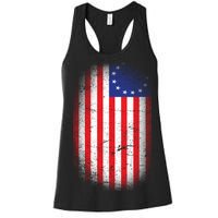 Distressed 13 Colonies Betsy Ross First American Flag Women's Racerback Tank