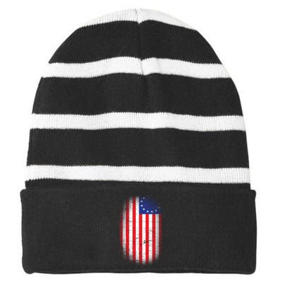 Distressed 13 Colonies Betsy Ross First American Flag Striped Beanie with Solid Band