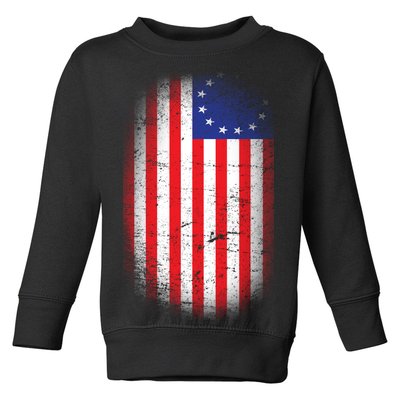 Distressed 13 Colonies Betsy Ross First American Flag Toddler Sweatshirt