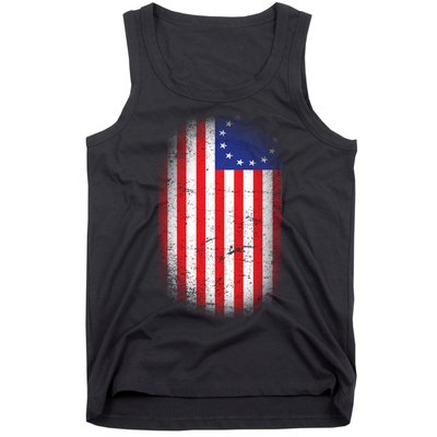 Distressed 13 Colonies Betsy Ross First American Flag Tank Top