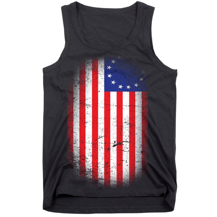 Distressed 13 Colonies Betsy Ross First American Flag Tank Top