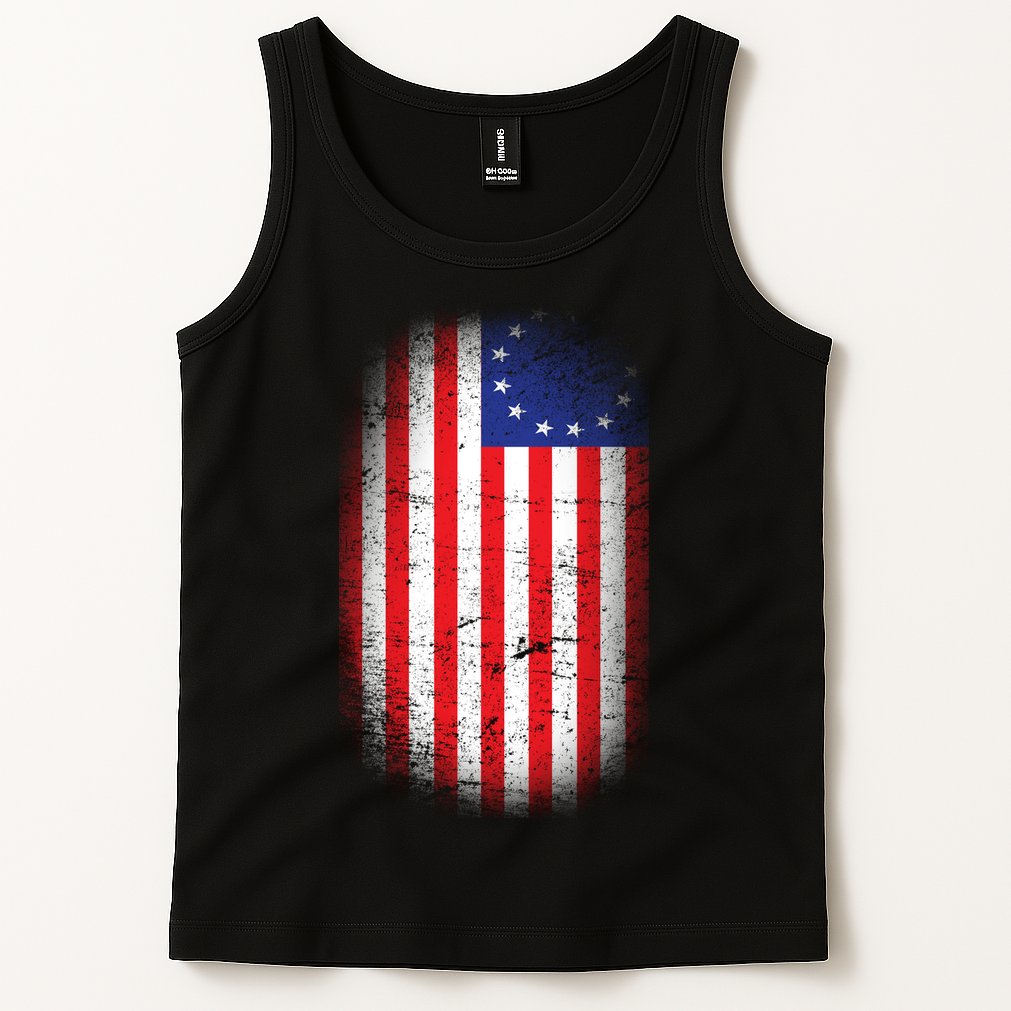 Distressed 13 Colonies Betsy Ross First American Flag Tank Top
