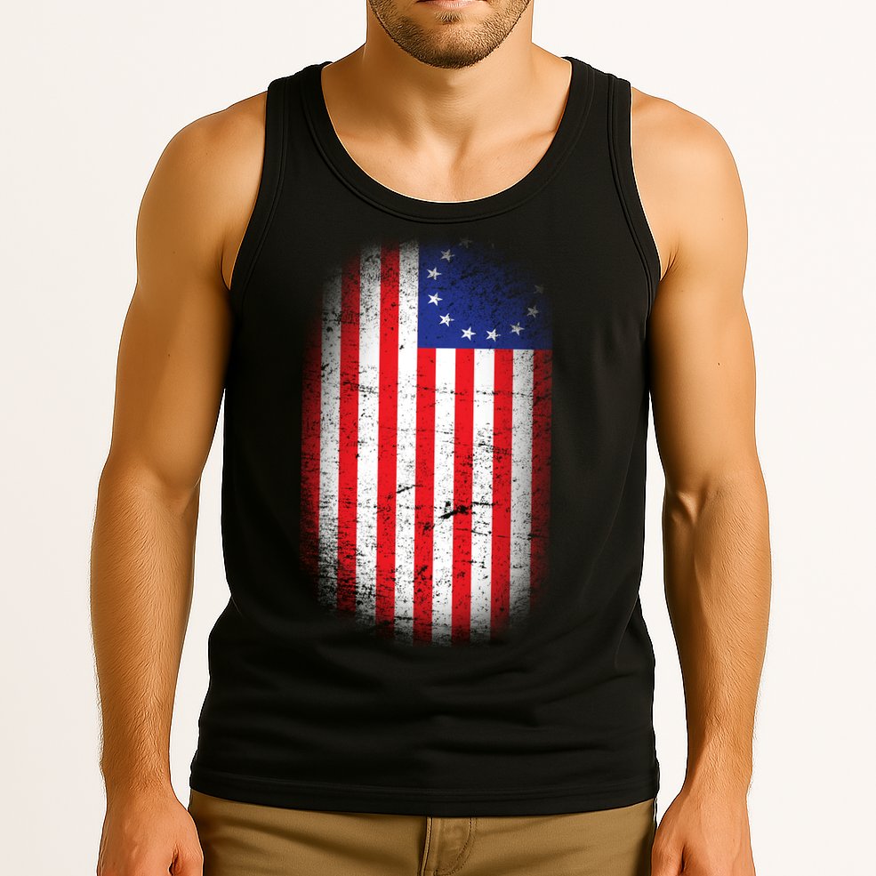 Distressed 13 Colonies Betsy Ross First American Flag Tank Top