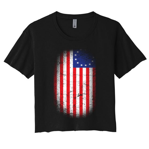 Distressed 13 Colonies Betsy Ross First American Flag Crop Top
