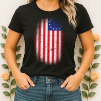 Distressed 13 Colonies Betsy Ross First American Flag Womens T-Shirt