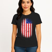 Distressed 13 Colonies Betsy Ross First American Flag Womens T-Shirt