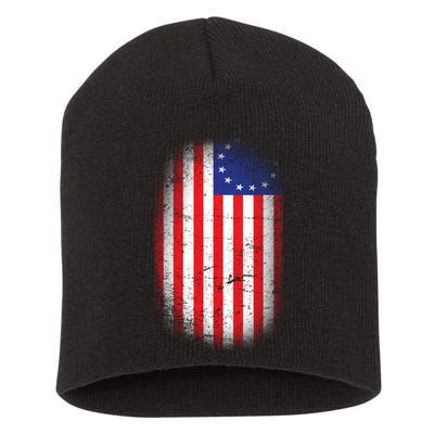 Distressed 13 Colonies Betsy Ross First American Flag Short Acrylic Beanie