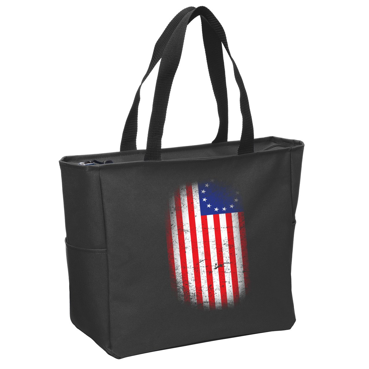 Distressed 13 Colonies Betsy Ross First American Flag Zip Tote Bag