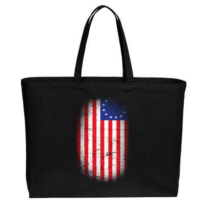 Distressed 13 Colonies Betsy Ross First American Flag Cotton Canvas Jumbo Tote