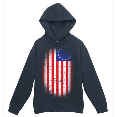 Distressed 13 Colonies Betsy Ross First American Flag Urban Pullover Hoodie