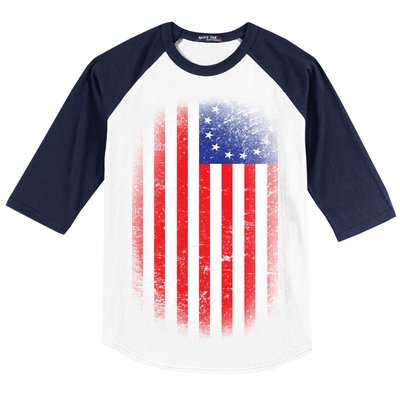 Distressed 13 Colonies Betsy Ross First American Flag Baseball Sleeve Shirt