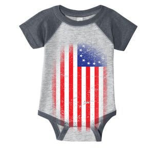 Distressed 13 Colonies Betsy Ross First American Flag Infant Baby Jersey Bodysuit