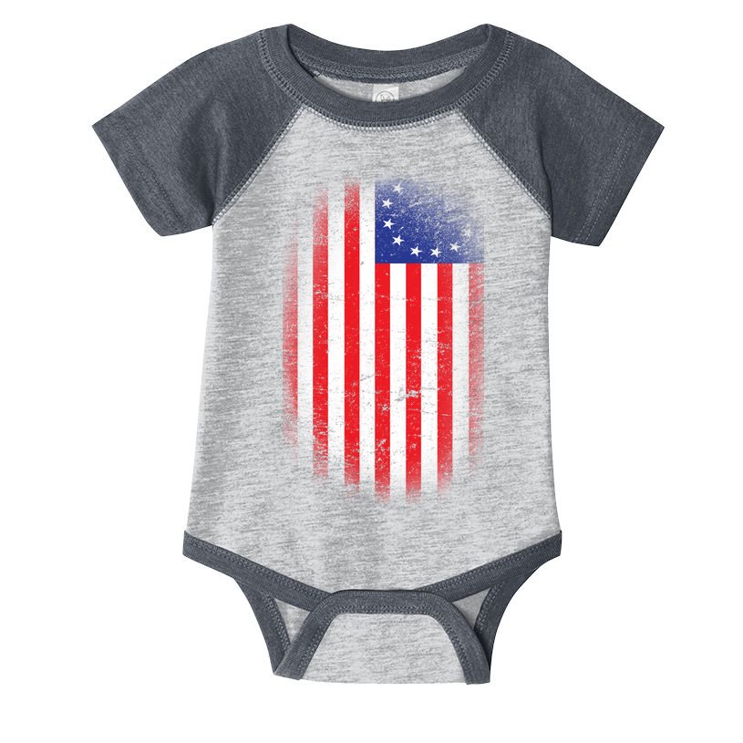 Distressed 13 Colonies Betsy Ross First American Flag Infant Baby Jersey Bodysuit