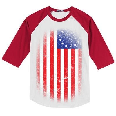 Distressed 13 Colonies Betsy Ross First American Flag Kids Colorblock Raglan Jersey