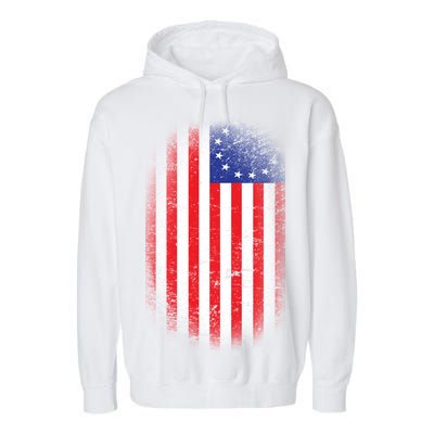 Distressed 13 Colonies Betsy Ross First American Flag Garment-Dyed Fleece Hoodie