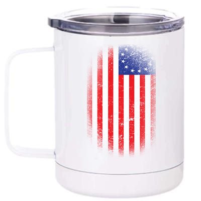 Distressed 13 Colonies Betsy Ross First American Flag 12 oz Stainless Steel Tumbler Cup