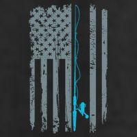 Distressed American Flag Fishing Pole 7 Panel Mesh Trucker Snapback Hat
