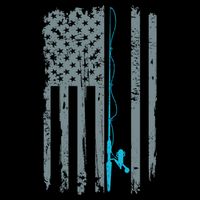Distressed American Flag Fishing Pole Cooling Performance Crew T-Shirt