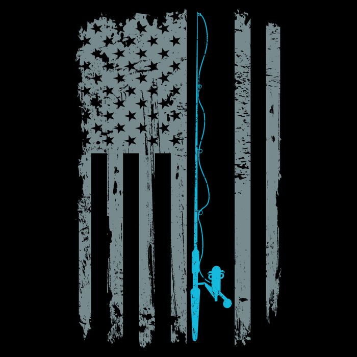 Distressed American Flag Fishing Pole Cooling Performance Crew T-Shirt