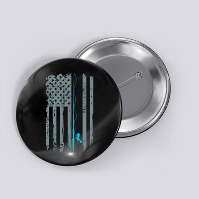 Distressed American Flag Fishing Pole Button