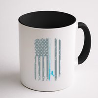 Distressed American Flag Fishing Pole Coffee Mug